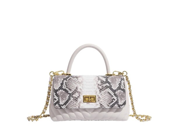 Snake print color blocking handbag